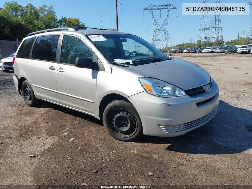 TOYOTA SIENNA 2004, VIN 5TDZA23C74S048135