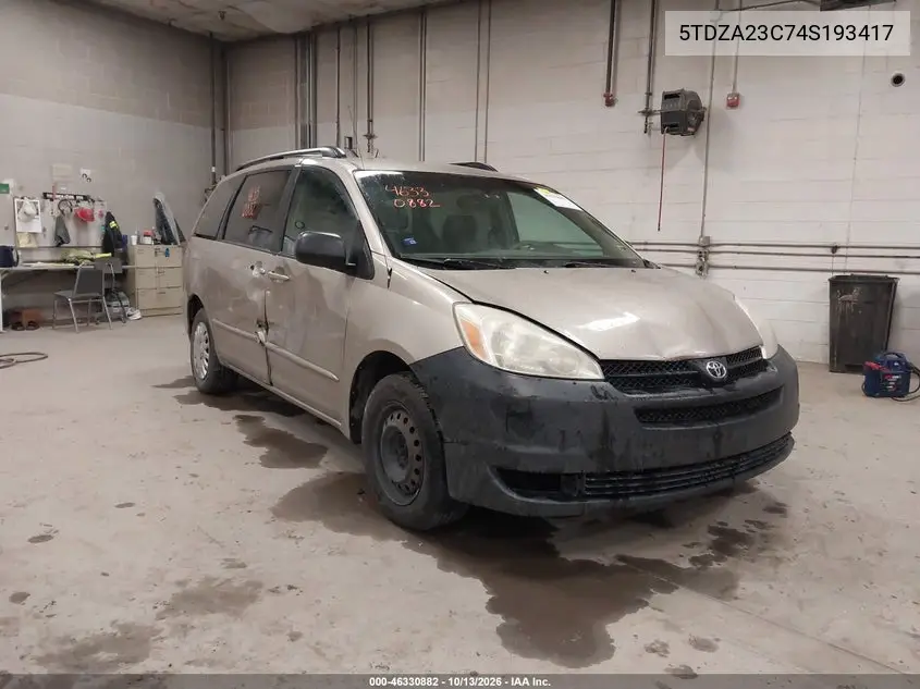 TOYOTA SIENNA 2004, VIN 5TDZA23C74S193417