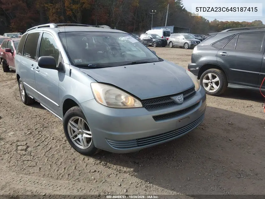 TOYOTA SIENNA 2004, VIN 5TDZA23C64S187415
