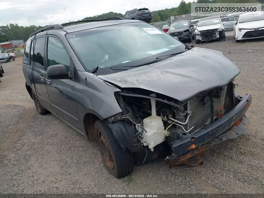TOYOTA SIENNA 2005, VIN 5TDZA23C35S363600