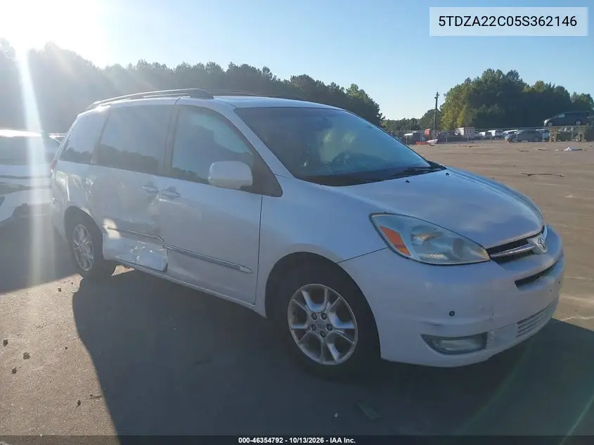TOYOTA SIENNA 2005, VIN 5TDZA22C05S362146