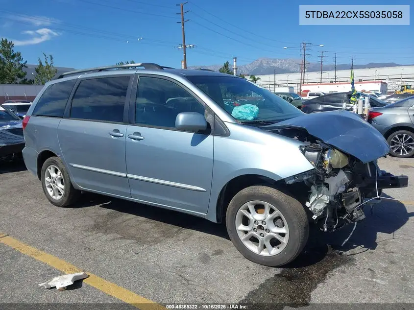 TOYOTA SIENNA 2005, VIN 5TDBA22CX5S035058