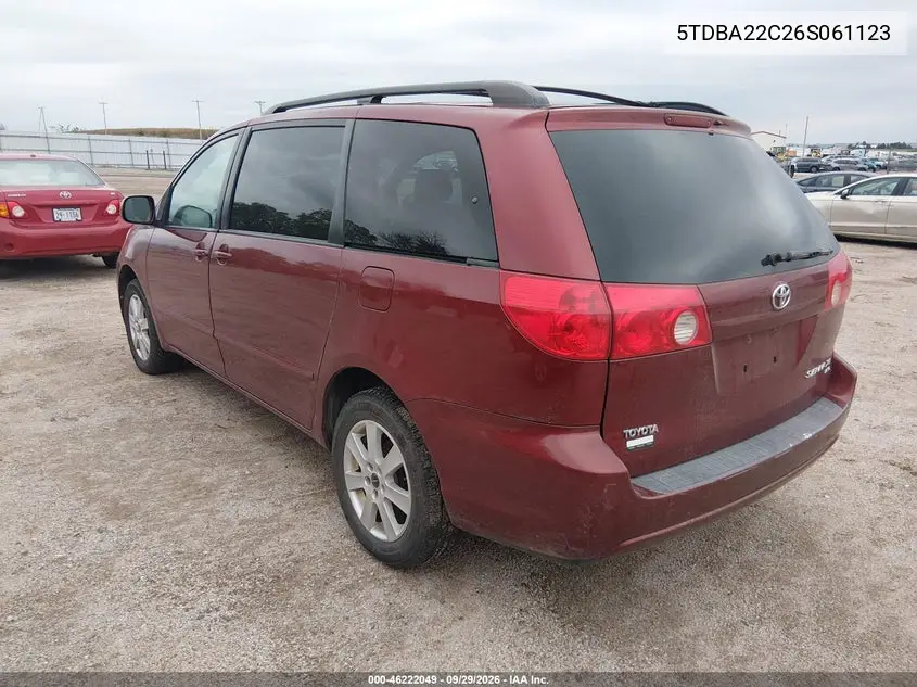 2006 TOYOTA SIENNA VIN 5TDBA22C26S061123 — фото 3