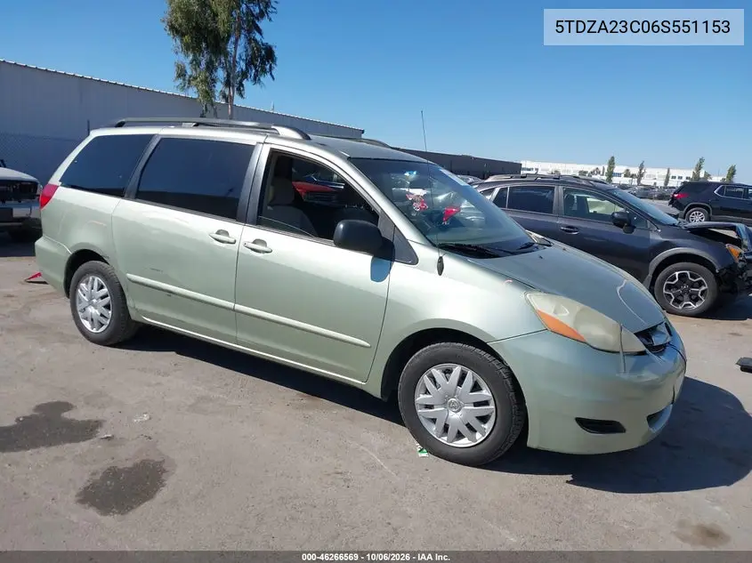 TOYOTA SIENNA 2006, VIN 5TDZA23C06S551153