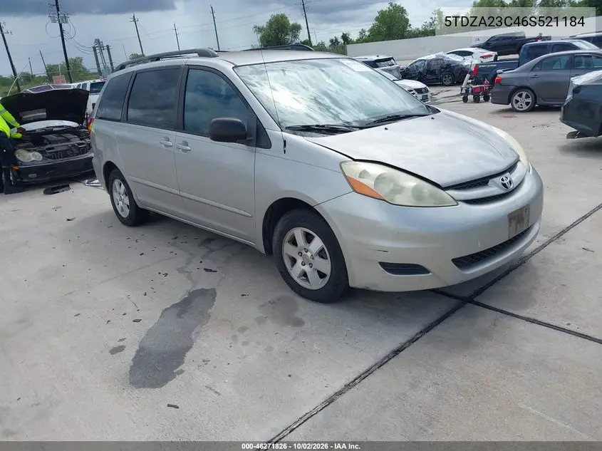 TOYOTA SIENNA 2006, VIN 5TDZA23C46S521184