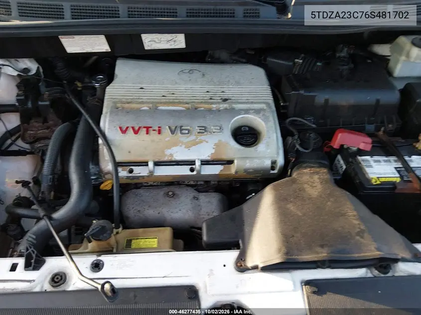 2006 TOYOTA SIENNA VIN 5TDZA23C76S481702 — фото 10