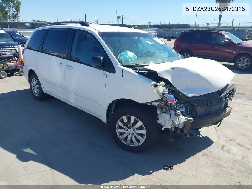 TOYOTA SIENNA 2006, VIN 5TDZA23C26S470316