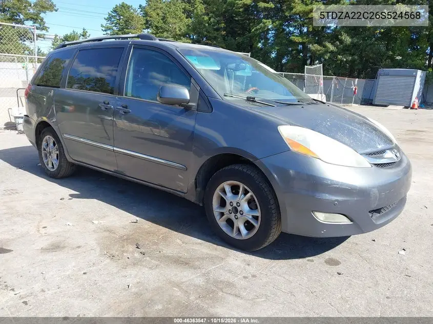 TOYOTA SIENNA 2006, VIN 5TDZA22C26S524568