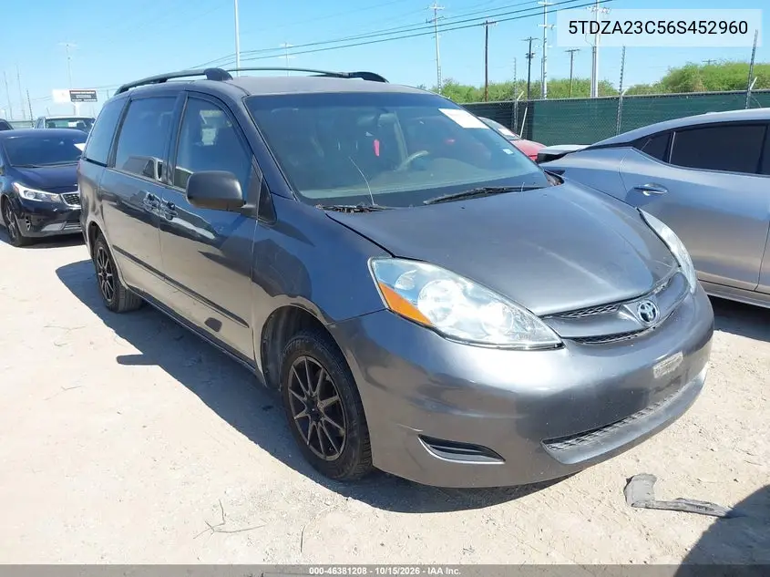 TOYOTA SIENNA 2006, VIN 5TDZA23C56S452960