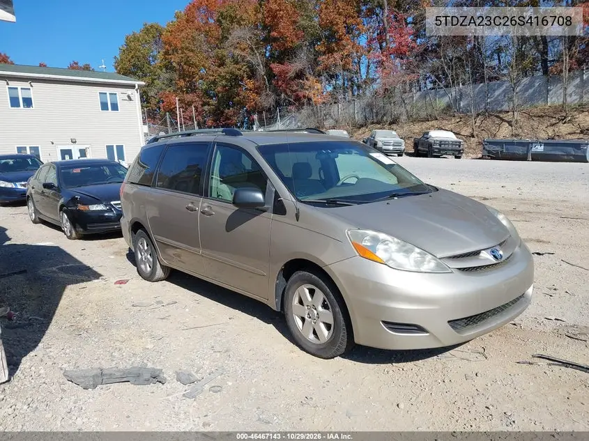 TOYOTA SIENNA 2006, VIN 5TDZA23C26S416708