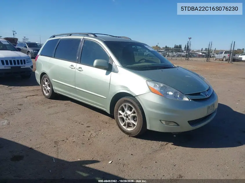 TOYOTA SIENNA 2006, VIN 5TDBA22C16S076230