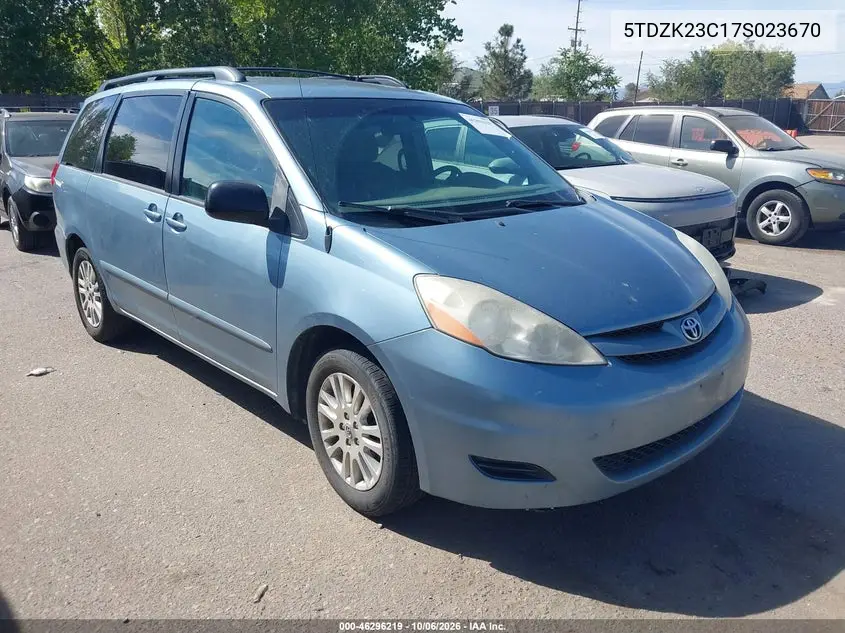 TOYOTA SIENNA 2007, VIN 5TDZK23C17S023670
