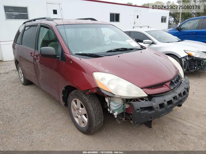 TOYOTA SIENNA 2007, VIN 5TDZK23C77S080178