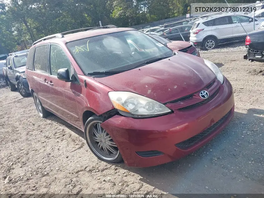 TOYOTA SIENNA 2007, VIN 5TDZK23C77S012219