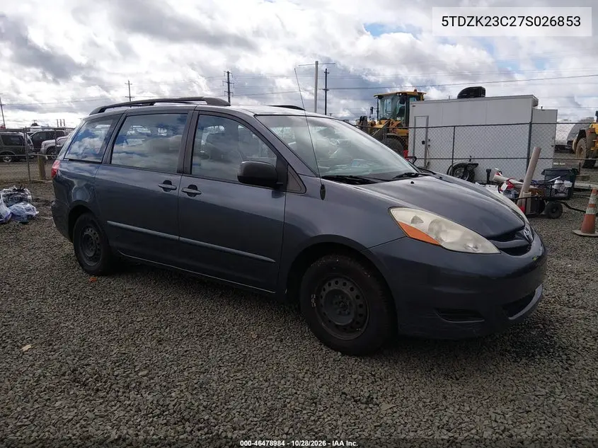 TOYOTA SIENNA 2007, VIN 5TDZK23C27S026853