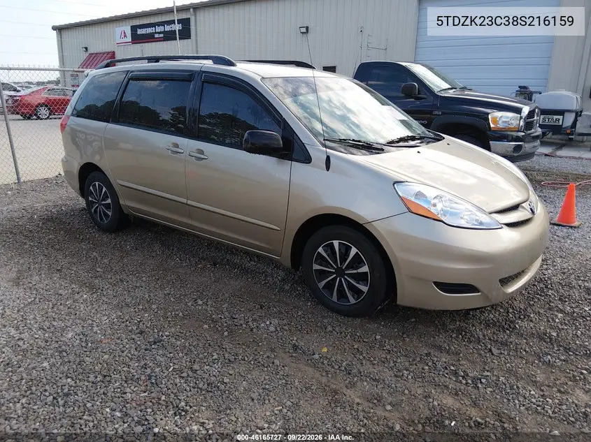 TOYOTA SIENNA 2008, VIN 5TDZK23C38S216159