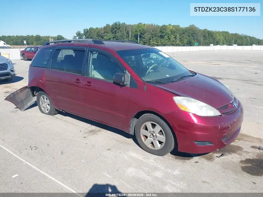 TOYOTA SIENNA 2008, VIN 5TDZK23C38S177136
