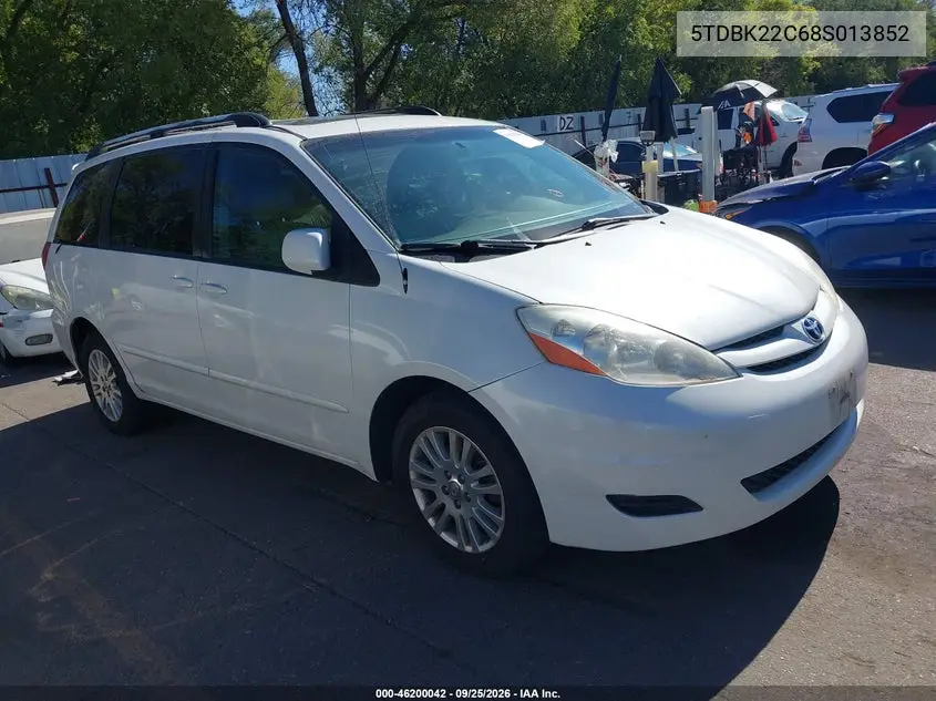 TOYOTA SIENNA 2008, VIN 5TDBK22C68S013852