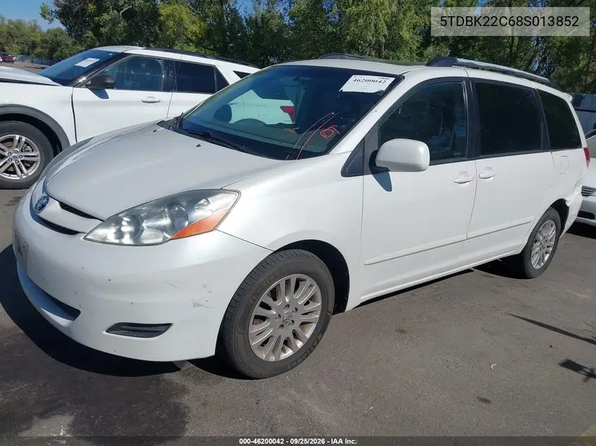 2008 TOYOTA SIENNA VIN 5TDBK22C68S013852 — фото 2