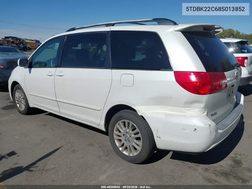2008 TOYOTA SIENNA VIN 5TDBK22C68S013852 — фото 3