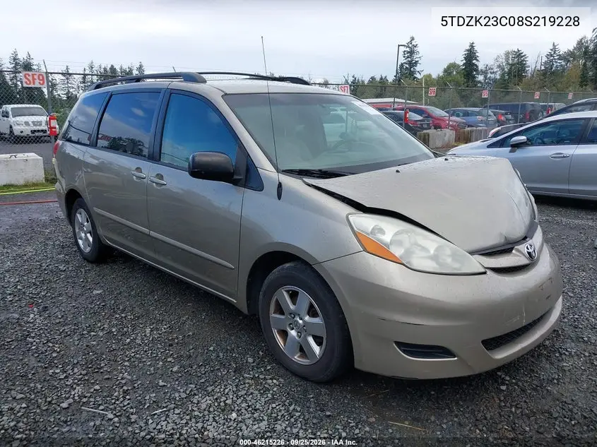 TOYOTA SIENNA 2008, VIN 5TDZK23C08S219228