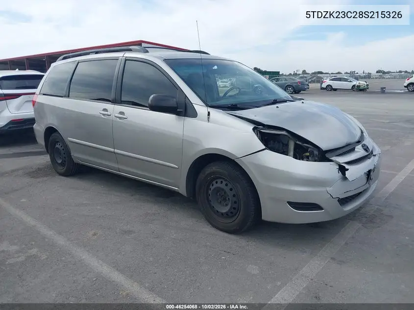 TOYOTA SIENNA 2008, VIN 5TDZK23C28S215326