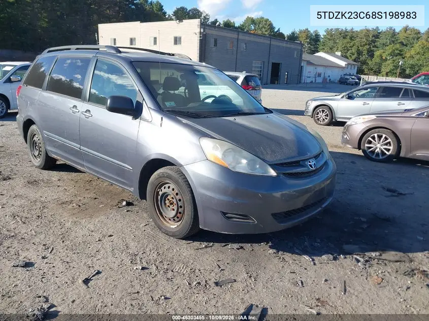 TOYOTA SIENNA 2008, VIN 5TDZK23C68S198983