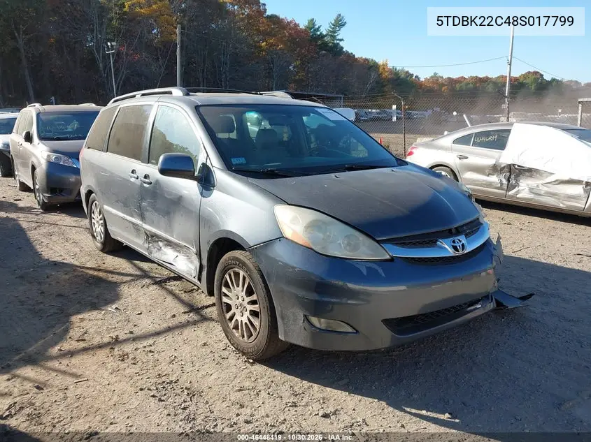 TOYOTA SIENNA 2008, VIN 5TDBK22C48S017799