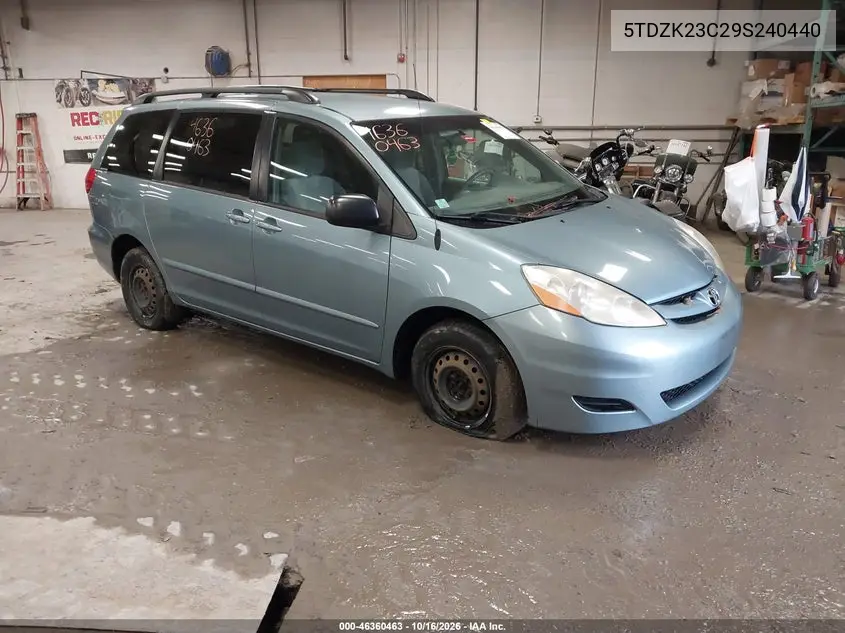 TOYOTA SIENNA 2009, VIN 5TDZK23C29S240440