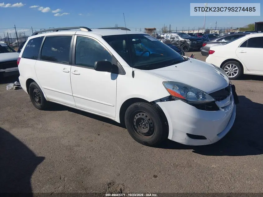 TOYOTA SIENNA 2009, VIN 5TDZK23C79S274485