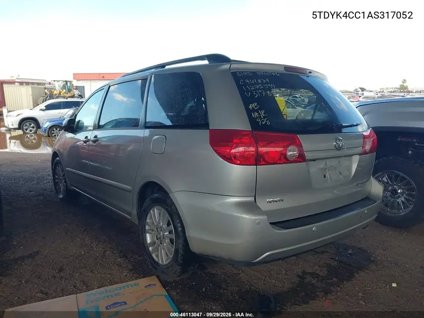 2010 TOYOTA SIENNA VIN 5TDYK4CC1AS317052 — фото 3