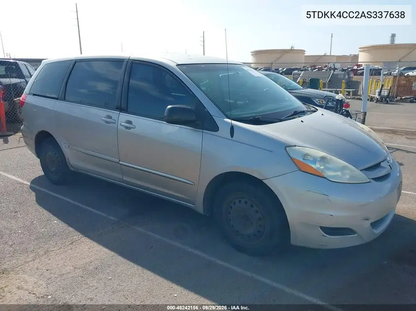 TOYOTA SIENNA 2010, VIN 5TDKK4CC2AS337638