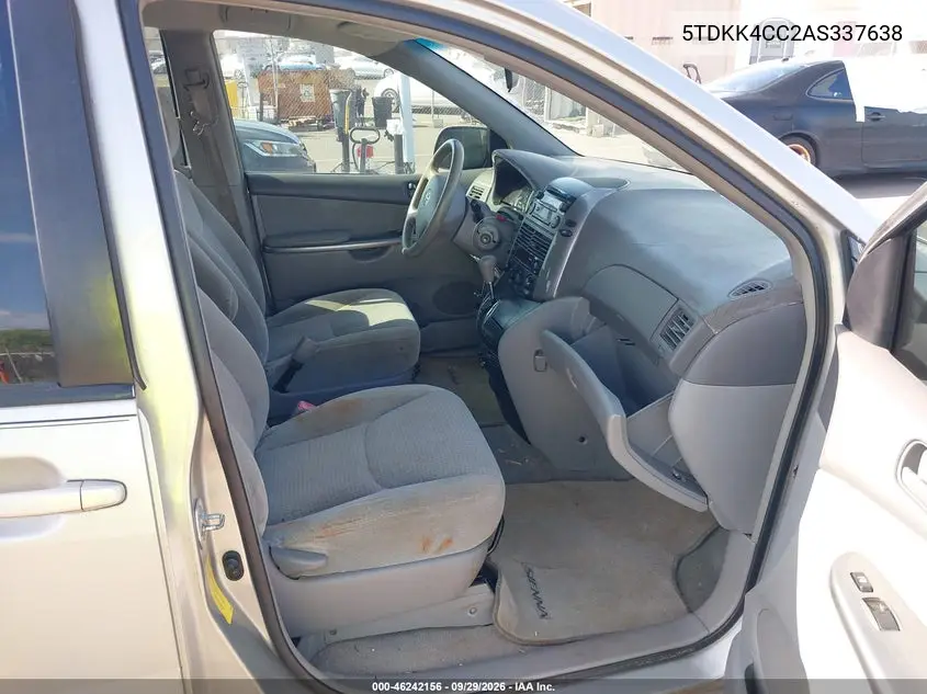 2010 TOYOTA SIENNA VIN 5TDKK4CC2AS337638 — фото 5