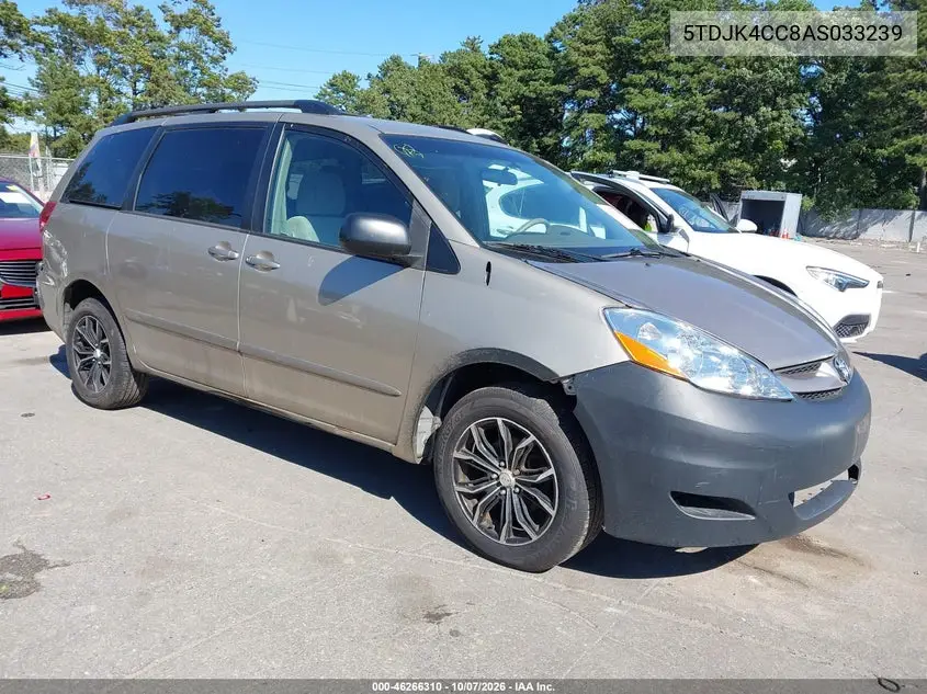 TOYOTA SIENNA 2010, VIN 5TDJK4CC8AS033239