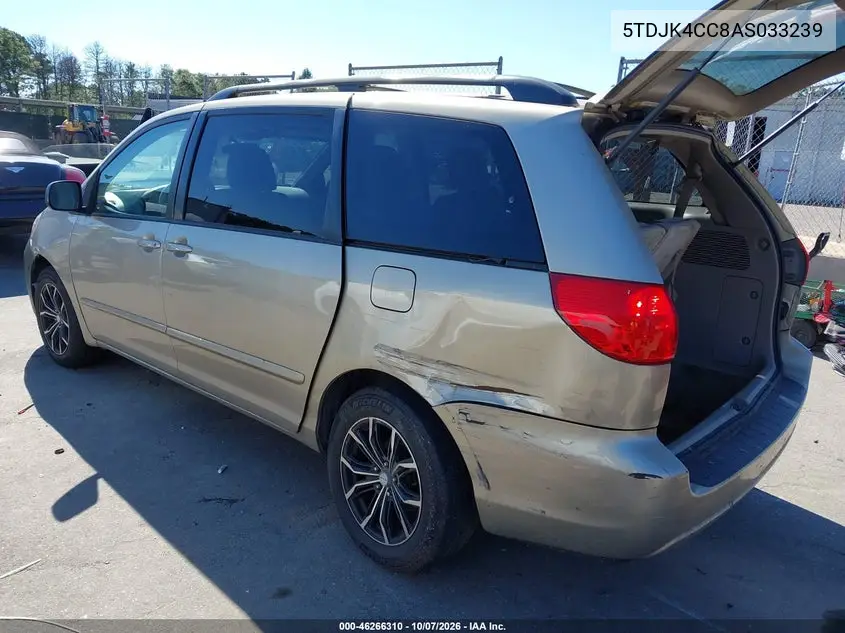 2010 TOYOTA SIENNA VIN 5TDJK4CC8AS033239 — фото 3