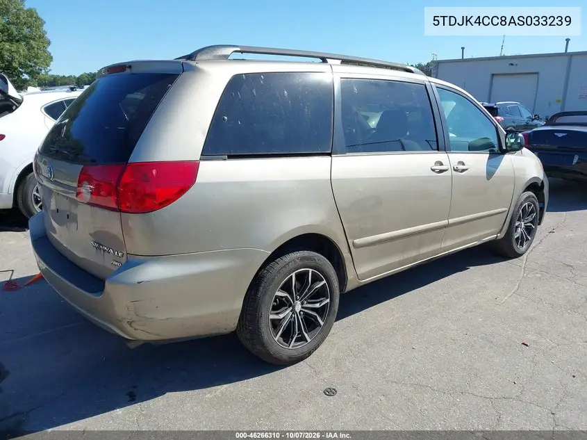 2010 TOYOTA SIENNA VIN 5TDJK4CC8AS033239 — фото 4