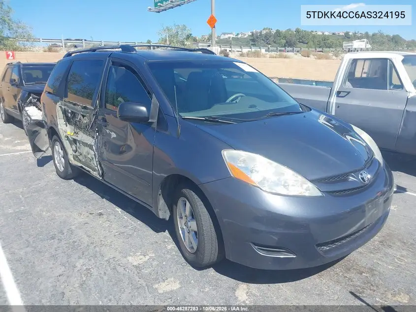 TOYOTA SIENNA 2010, VIN 5TDKK4CC6AS324195