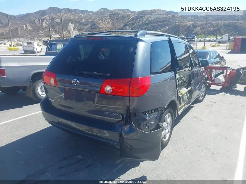 2010 TOYOTA SIENNA VIN 5TDKK4CC6AS324195 — фото 4
