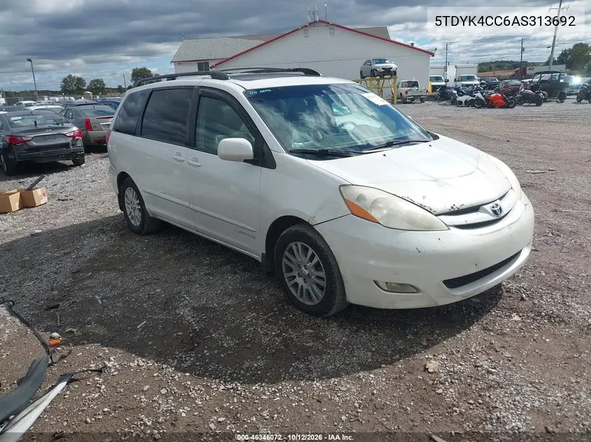 TOYOTA SIENNA 2010, VIN 5TDYK4CC6AS313692