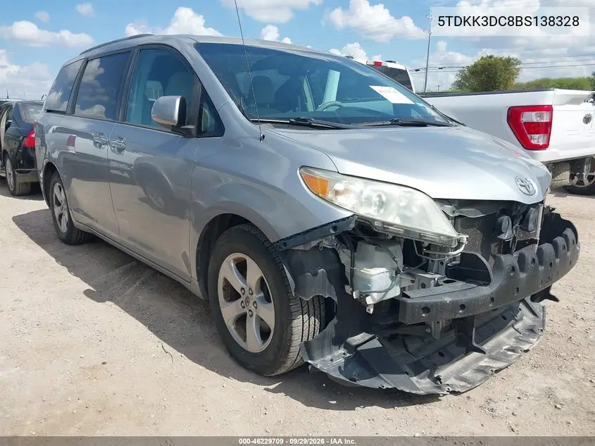 TOYOTA SIENNA 2011, VIN 5TDKK3DC8BS138328
