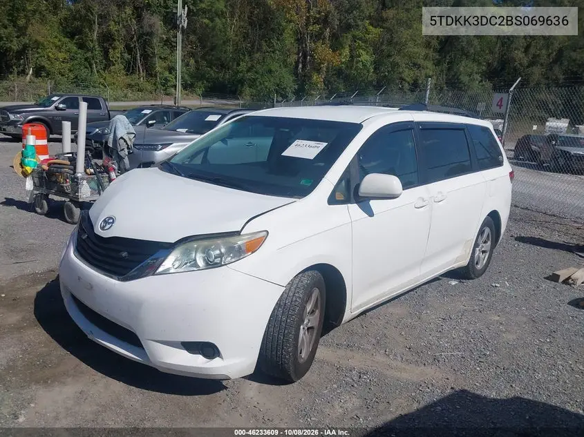 2011 TOYOTA SIENNA VIN 5TDKK3DC2BS069636 — фото 2