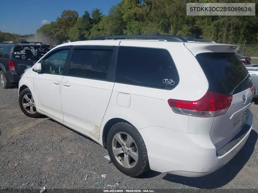 2011 TOYOTA SIENNA VIN 5TDKK3DC2BS069636 — фото 3