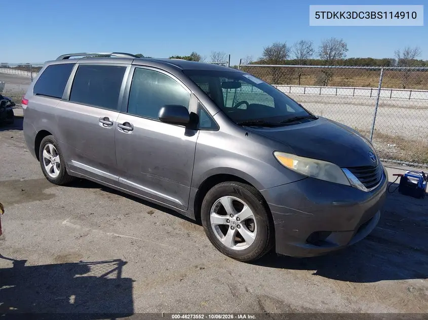 TOYOTA SIENNA 2011, VIN 5TDKK3DC3BS114910