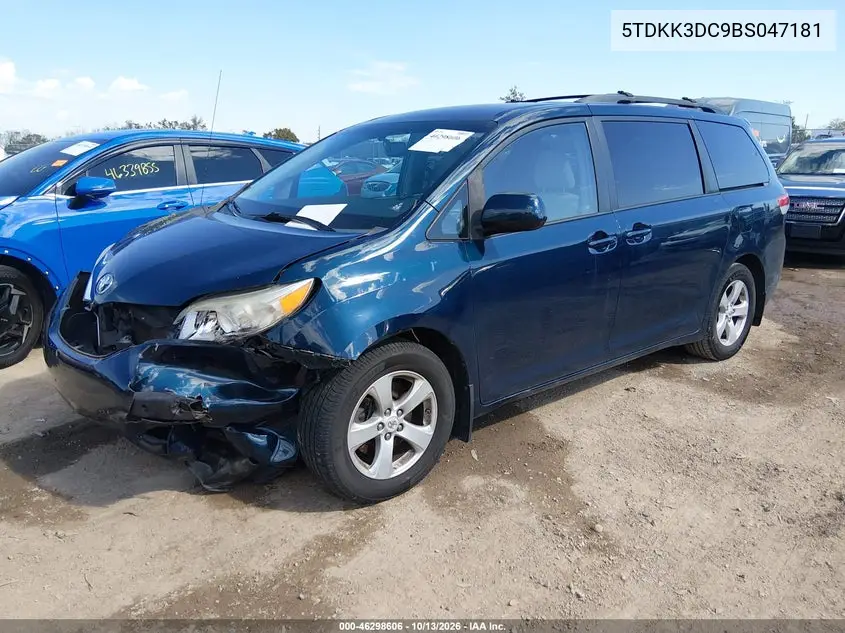 2011 TOYOTA SIENNA VIN 5TDKK3DC9BS047181 — фото 2