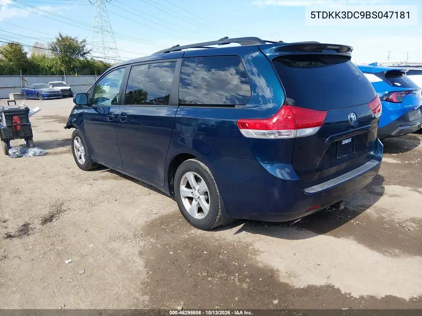 2011 TOYOTA SIENNA VIN 5TDKK3DC9BS047181 — фото 3