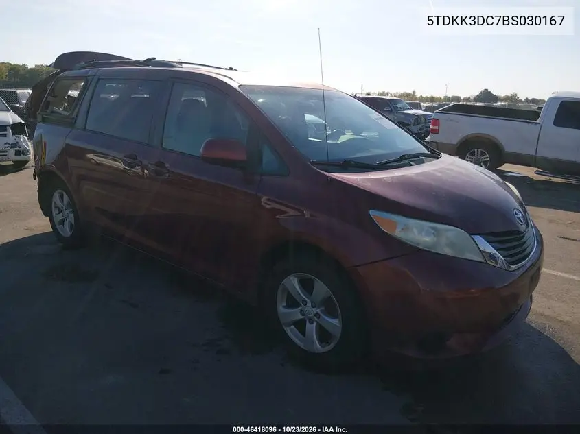 TOYOTA SIENNA 2011, VIN 5TDKK3DC7BS030167