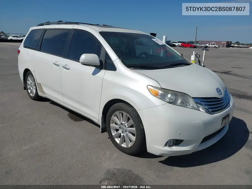 TOYOTA SIENNA 2011, VIN 5TDYK3DC2BS087807
