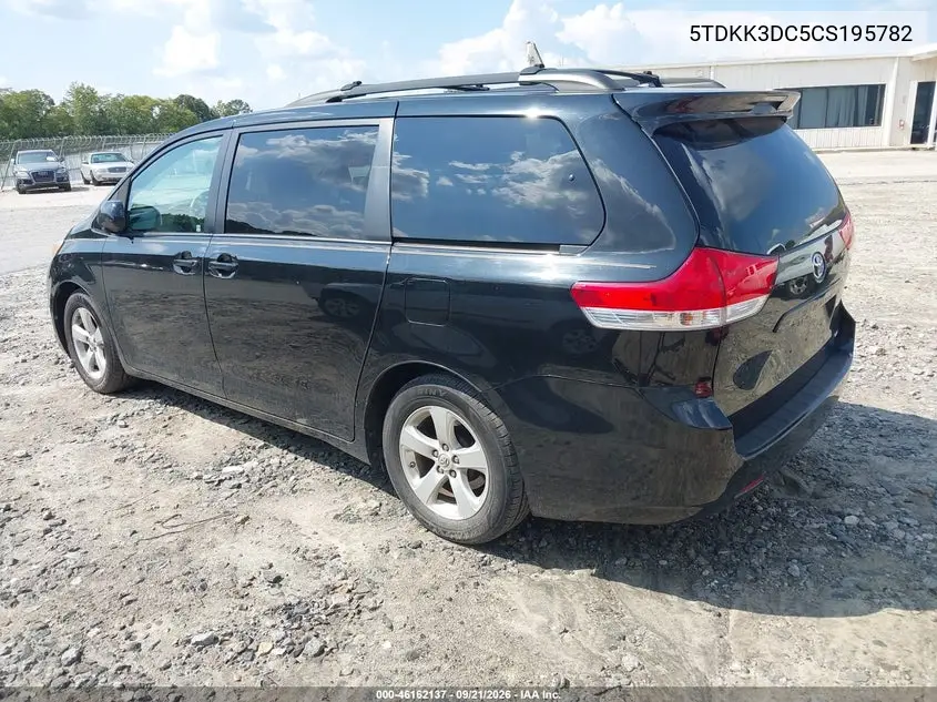 2012 TOYOTA SIENNA VIN 5TDKK3DC5CS195782 — фото 3