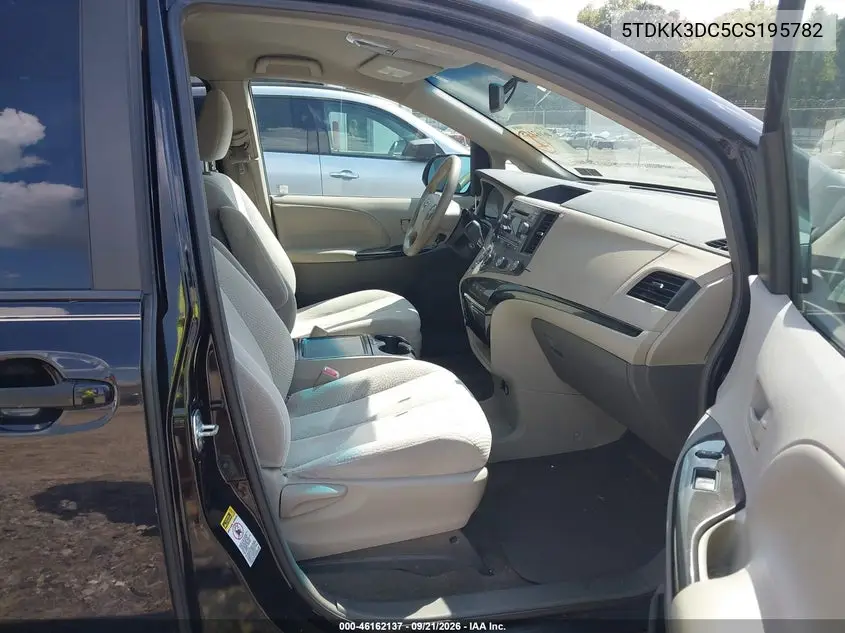 2012 TOYOTA SIENNA VIN 5TDKK3DC5CS195782 — фото 5