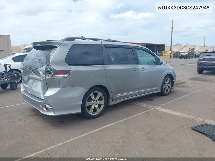 2012 TOYOTA SIENNA VIN 5TDXK3DC3CS247948 — фото 4
